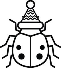 A bug with a Santa hat on its head