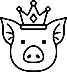 A pig with a crown on its head