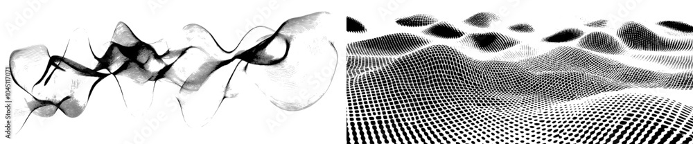 Poster technology abstract lines on white background. undulating grey waves, frequency sound waves and twis