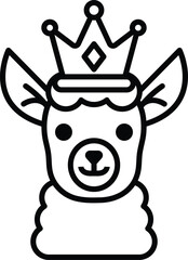 A cartoon of a camel with a crown on its head
