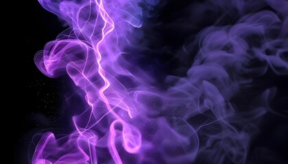 Fototapeta premium Super high definition black background puffy cloud purple light beams behind it.