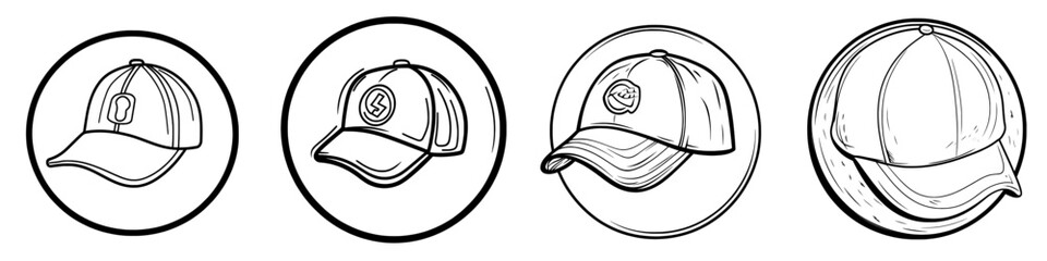 Fashionable flat cap icon. Baseball hat outline sketch icon for web, mobile, and infographics. Hand drawn baseball hat isolated on transparent background.