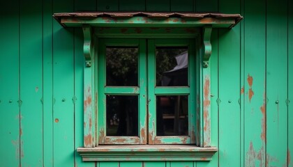 Obraz premium Charming vintage window with a touch of rustic charm