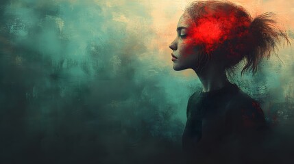Fototapeta premium Profile of a Woman with Abstract Background