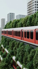 Obraz premium Futuristic Urban Transport A Glimpse of Greenery and Technology in Cityscapes