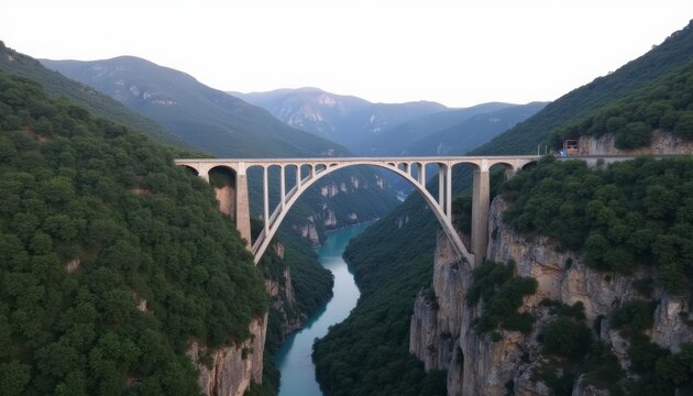  Elegant bridge spanning a serene mountain valley