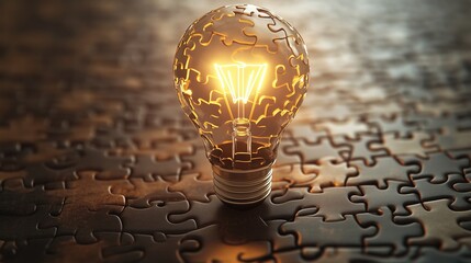 Light Bulb Constructed from Puzzle Pieces