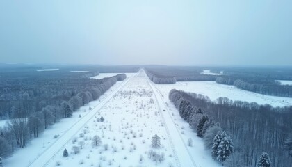 Obraz premium Wintry serenity A snowy forest path