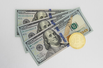 hundred dollars bills isolated on white