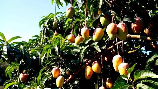 mango tree ready to harvest on a sunny day