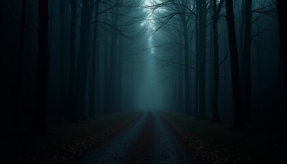  Enchanted path through the woods at dusk