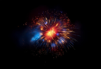 Obraz premium A vibrant display of fireworks explodes against a dark, isolated background.