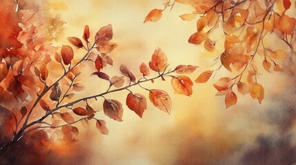 Autumn Leaves Watercolor Painting