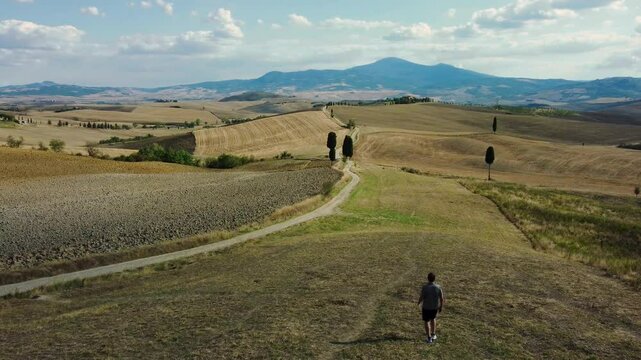 Drone landscape   - Italy, Tuscany - afternoon (4K)