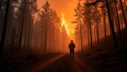 Fototapeta premium Exploring the path to the fiery sunset