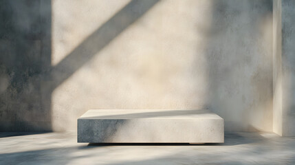 Minimalist Concrete Wall with Platform and Light and Shadow