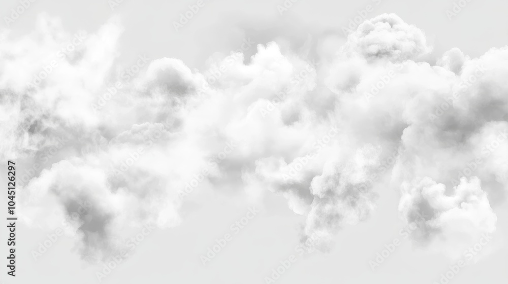Fototapete 2410 40.a detailed set of white vector clouds with gentle edges, hazy fog patterns, and soft smoke t