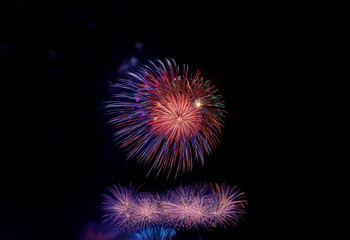 A vibrant burst of fireworks against a dark sky.