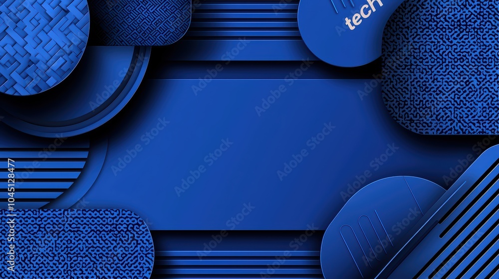 Aufkleber modern blue abstract design with various shapes and textures on a textured background.