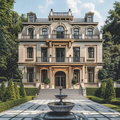 Fototapeta premium Beautiful Modern Luxury Mansion, Contemporary Architectural Design with Expansive Outdoor Space and High-End Features
