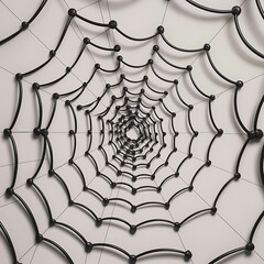 Seamless spider web. Connected black lines on white background