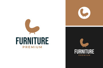 Furniture chair interior logo design vector template illustration idea