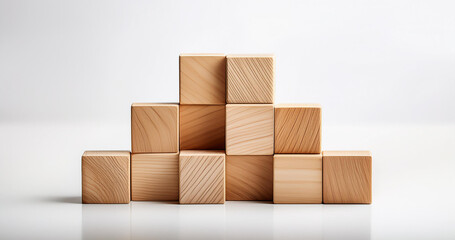 Wooden cubes on white background