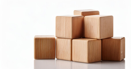 Obraz premium Wooden cubes on white background