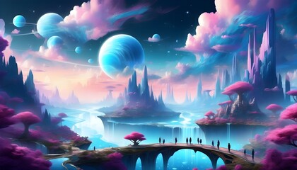 Obraz premium serene ethereal dreamscapes in captivating digital art illustration