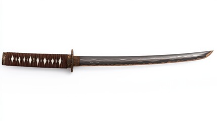 Ninja Sword Katana. Japanese Samurai Weapon with Sharp Steel Edge, Side View