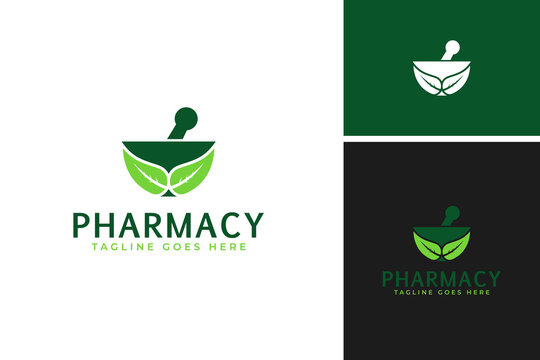 Vector of herbal medicine logo design symbol template illustration