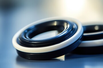 Oil Seal: Industrial Rubber Part for Engines, Car Background with White Shallow Depth of Field