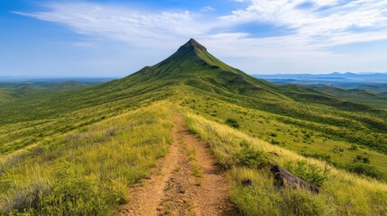 Fototapeta premium Lone Peak Surrounded by Vast Rolling Hills
