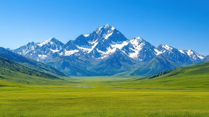 Fototapeta premium Panoramic Mountain View with Jagged Peaks