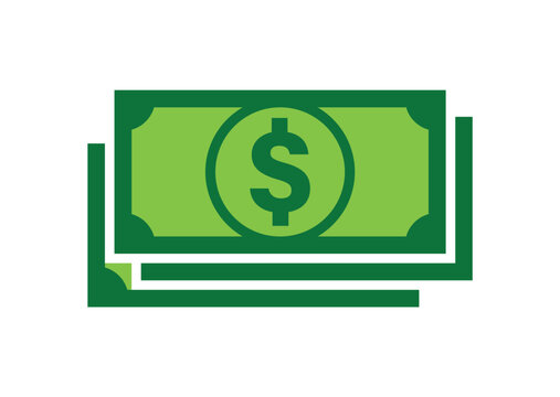 simple stack pile of green bank currency cash money dollar notes icon vector on transparent background