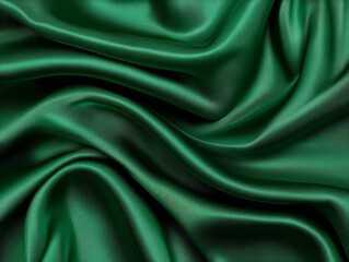 Obraz premium Green silk fabric with elegant folds and smooth texture, perfect for backgrounds.