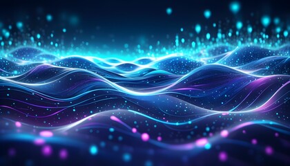 Obraz premium Abstract digital illustration of defocused cyber particles created with Generative AI technologies
