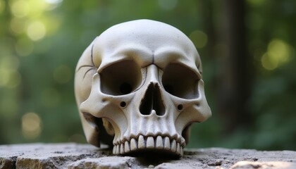 Obraz premium Eerie skull sculpture in the woods