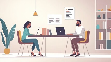 Fototapeta premium remote business team, remote professionals collaborating on business projects through digital platforms illustrations