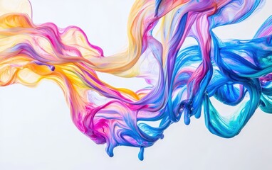 Obraz premium Streams of colored paint shot through the air like liquid ribbons, intertwining and spiraling as they cross paths, creating an energetic and dynamic visual. 
