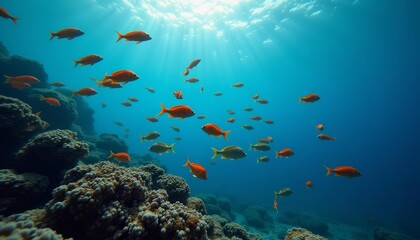  School of vibrant fish swimming in the ocean