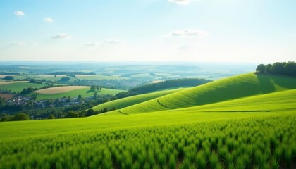 Fototapeta premium Vibrant countryside under a clear sky
