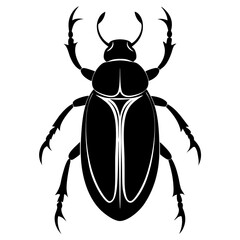 Black beetle silhouette vector white background