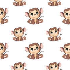 Monkey seamless pattern design. Cute baby Monkey pattern