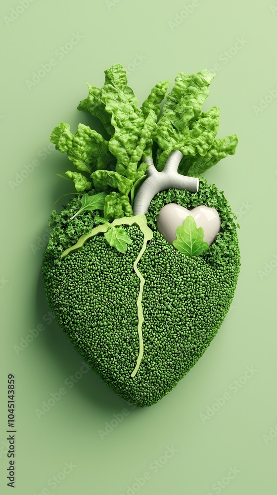 Wall mural Green Heart Shaped Plant.