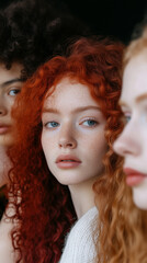 Curly-Haired Women in Dreamy Ethereal Scene