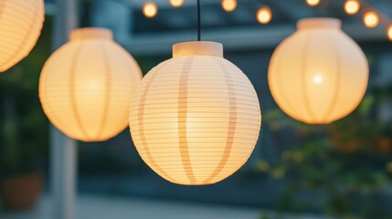 Obraz premium Hanging Decorative Lanterns for Outdoor Ambiance