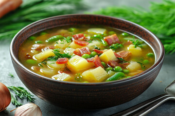 Bouneschlupp - Traditional Luxembourgish Green Bean Soup with Potatoes and Bacon