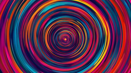 Naklejka premium Colorful concentric circles forming tunnel visual illusion