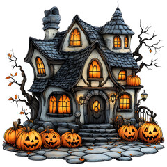 cartoon spooky halloween house